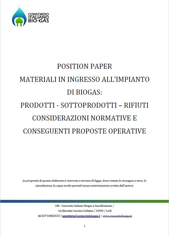 Position paper “Sottoprodotti. Considerazioni normative e proposte operative” (2012)